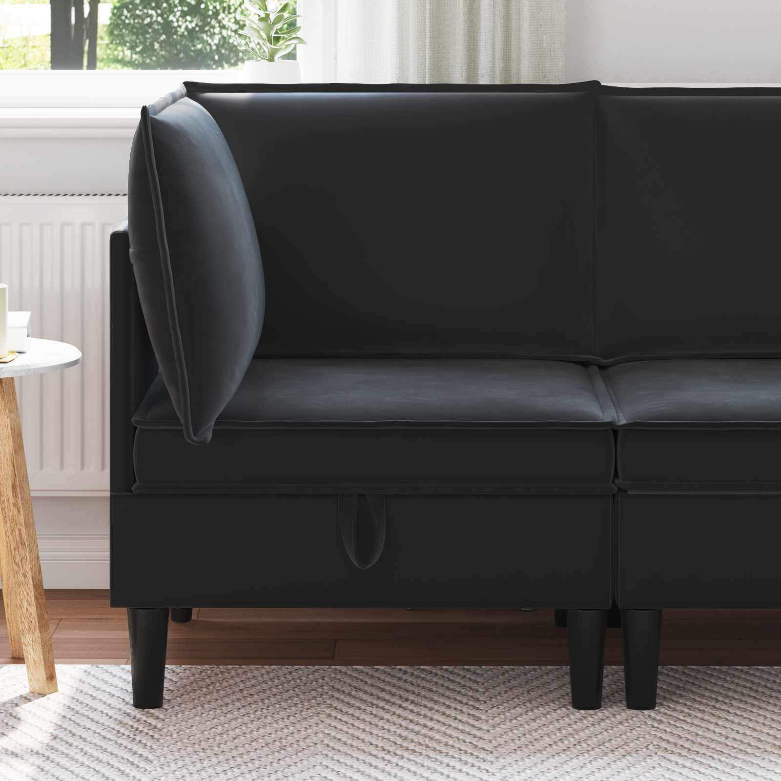 vidaXL Sofa mit Stauraum Schwarz Samt