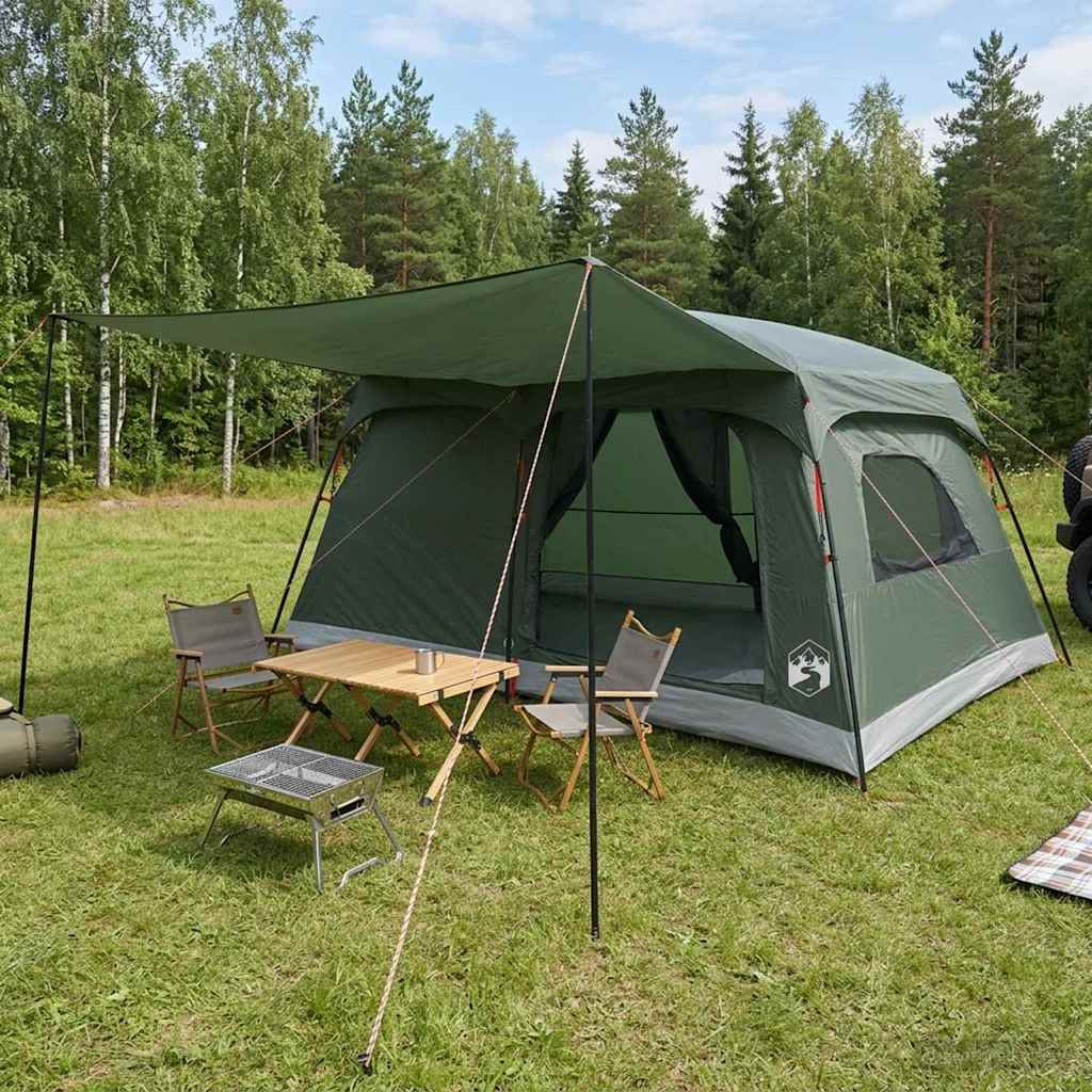 vidaXL Familienzelt Olivegrün 420 x 305 x 200 cm Polyester und Stahl