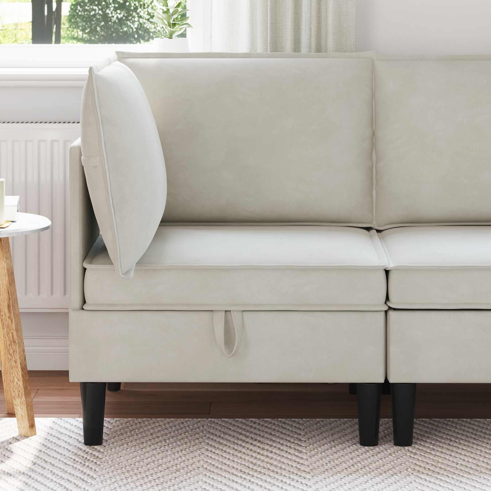 vidaXL Sofa mit Stauraum Creme Samt