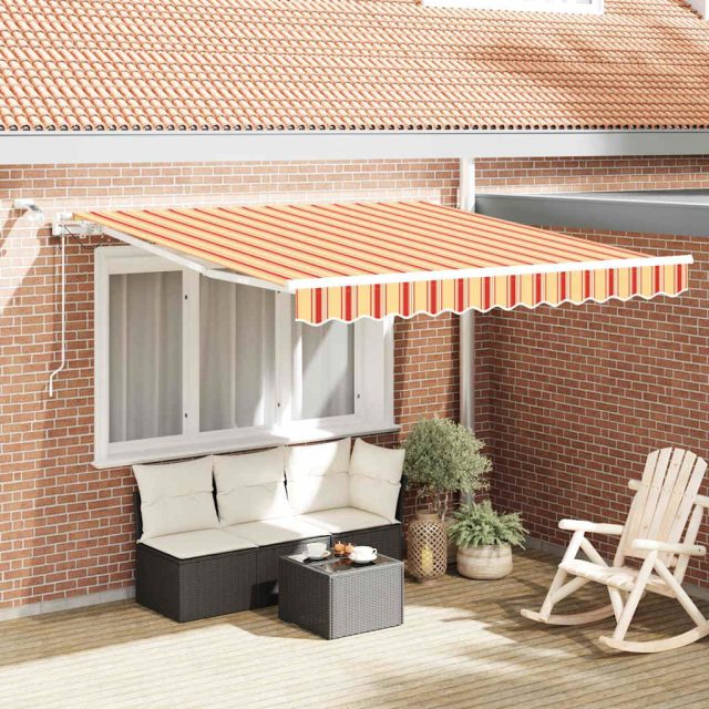 vidaXL Ausziehbare Markise Gelb und Orange 350 x 250 cm Polyester
