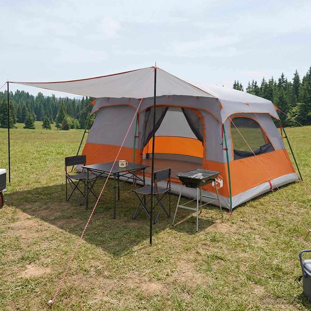 vidaXL Familienzelt mit Dach Grau und Orange 500 x 400 x 230 cm