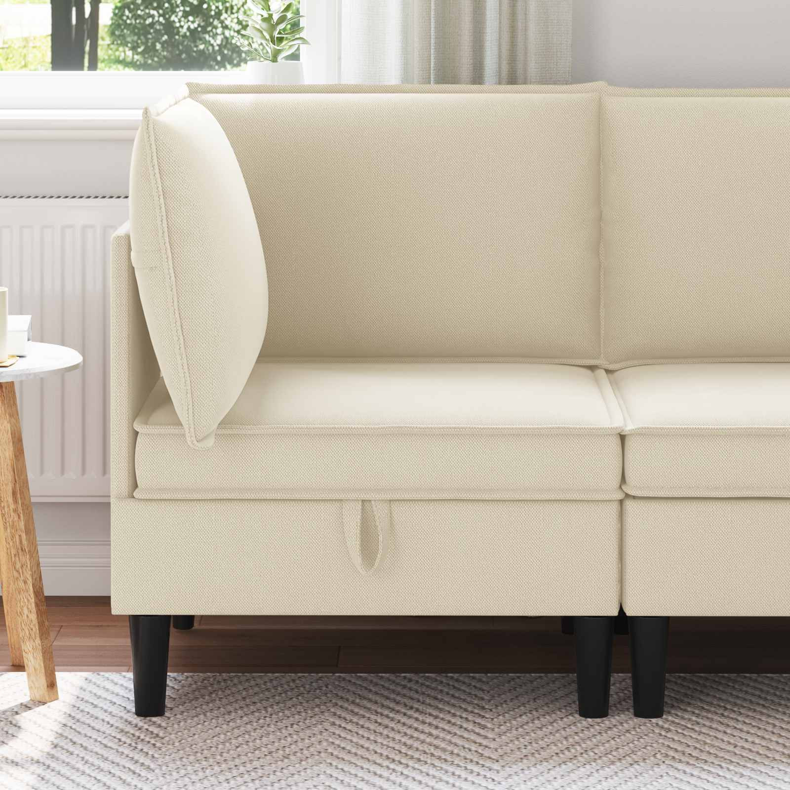 vidaXL Ecksofa mit Stauraum Creme Samt