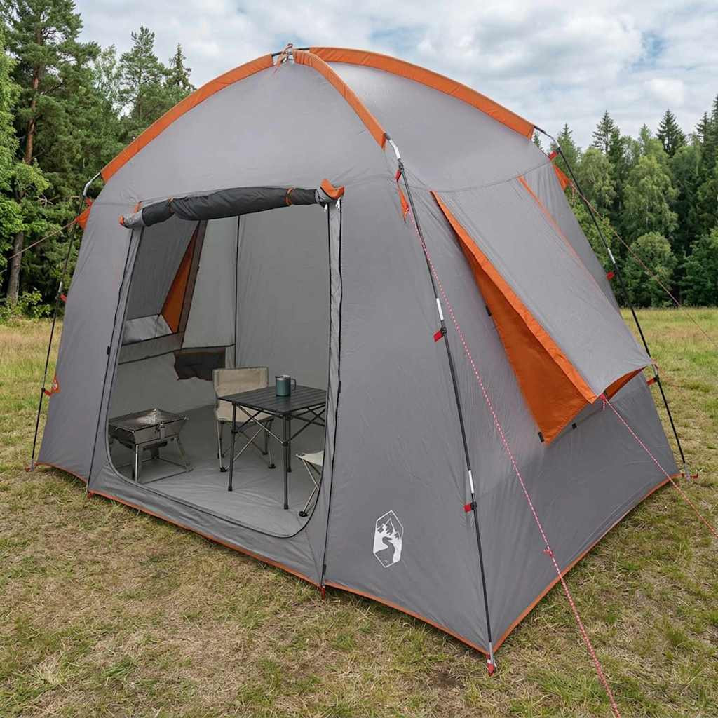 vidaXL Hütten-Zelt Grau und Orange 210 x 210 x 138 cm Polyester