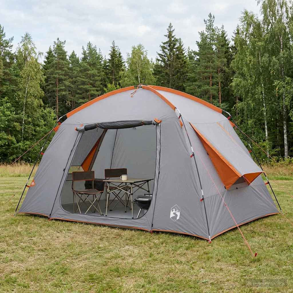 vidaXL Hütten-Zelt Grau und Orange 300 x 210 x 156 cm Polyester