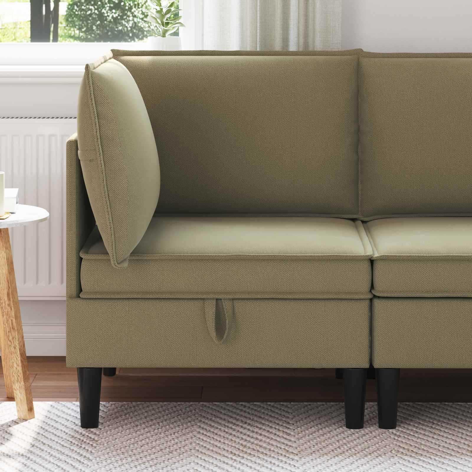 vidaXL Ecksofa mit Stauraum Khaki Samt