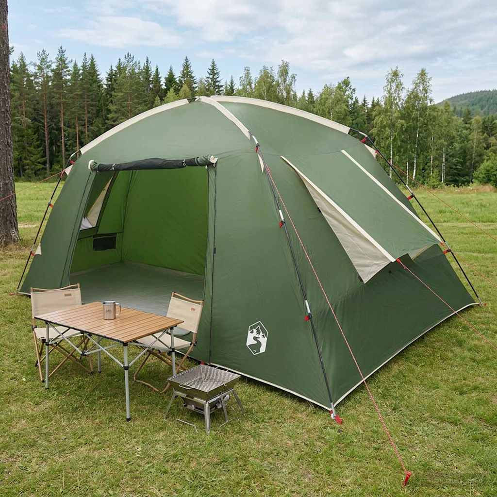 vidaXL Hütten-Zelt mit Dach Grün 400 x 210 x 180 cm Polyester