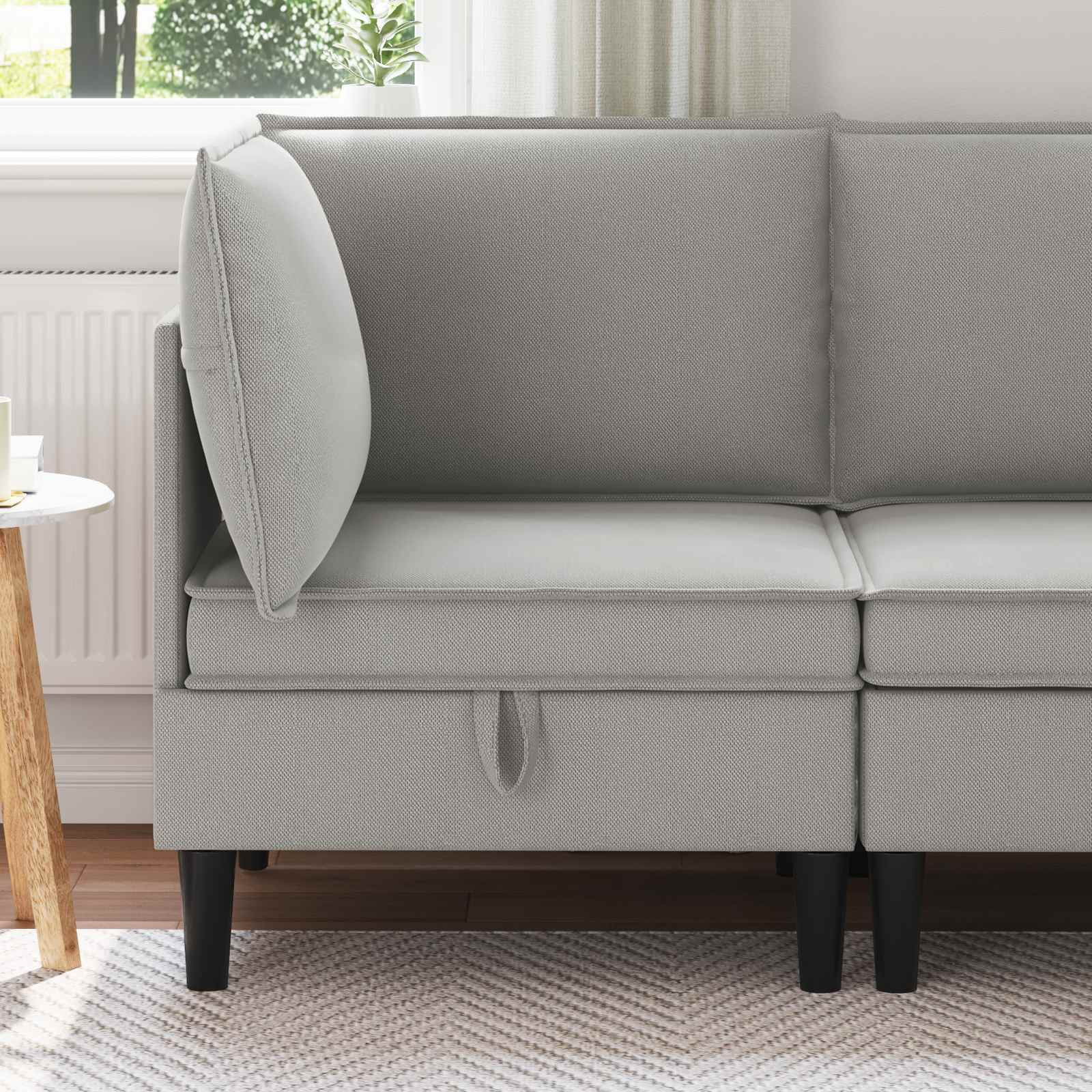 vidaXL Ecksofa mit Stauraum Hellgrau Samt