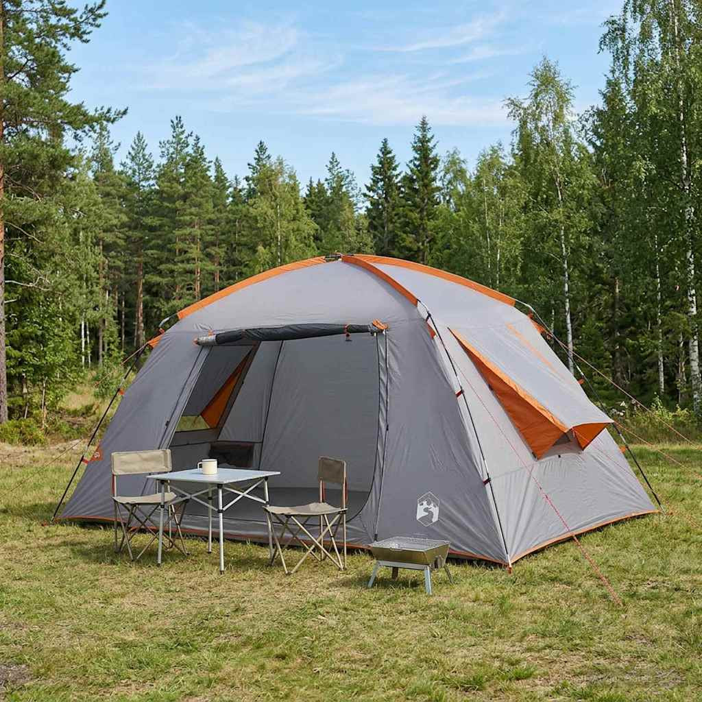 vidaXL Hütten-Zelt Grau und Orange 400 x 210 x 180 cm Polyester