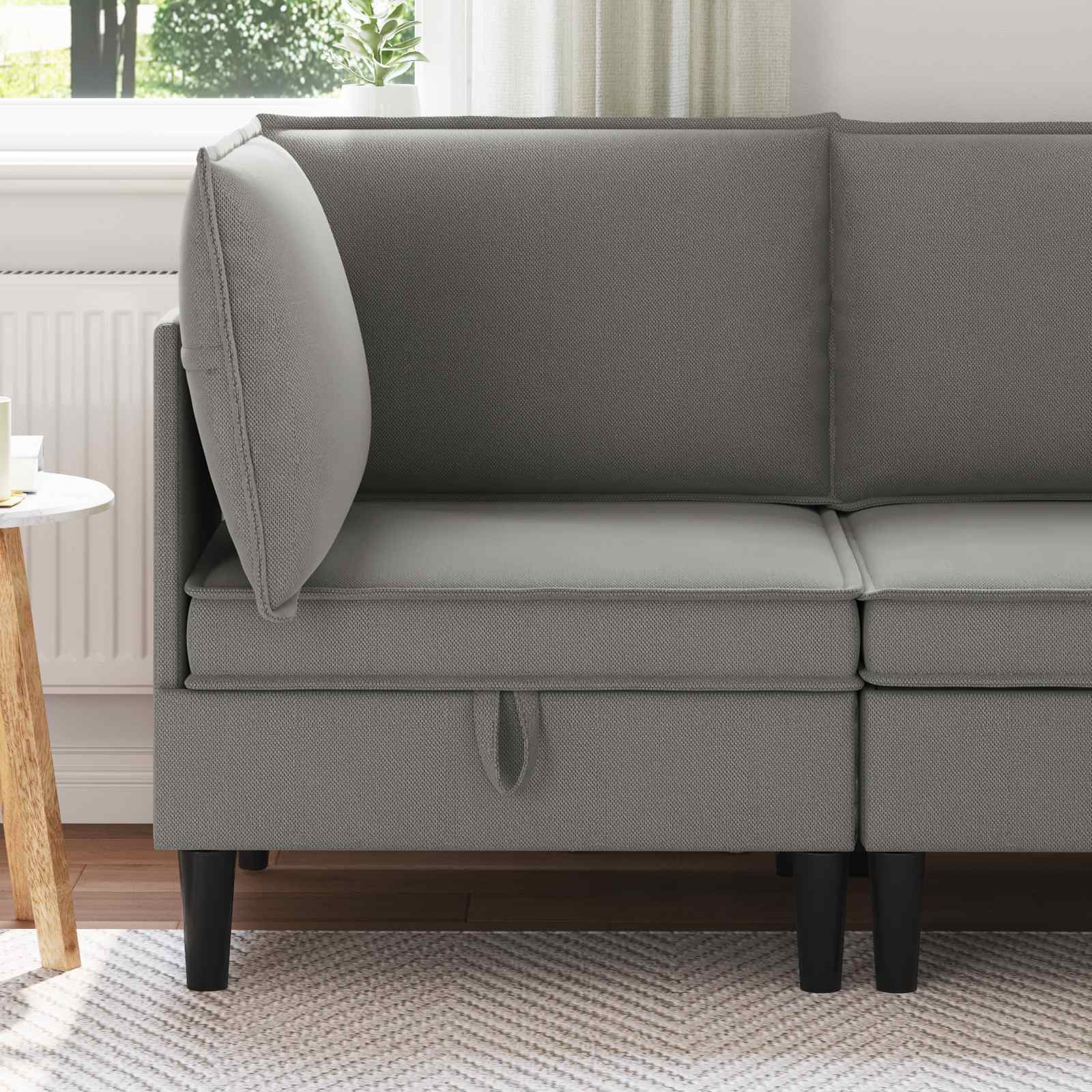 vidaXL Ecksofa mit Stauraum Dunkelgrau Samt