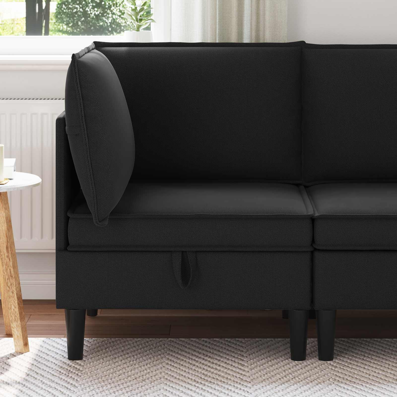 vidaXL Ecksofa mit Stauraum Schwarz Samt