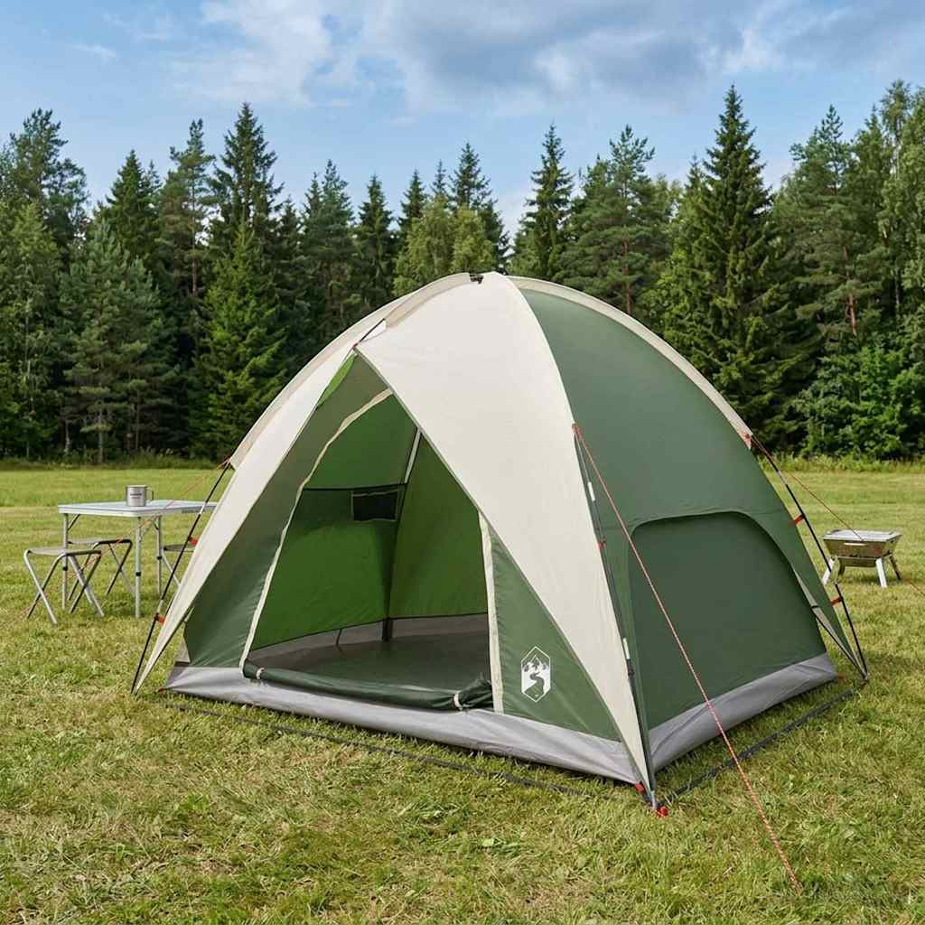 vidaXL Campingzelt mit Regenhaube wasserdicht Grün 245 x 245 x 149 cm