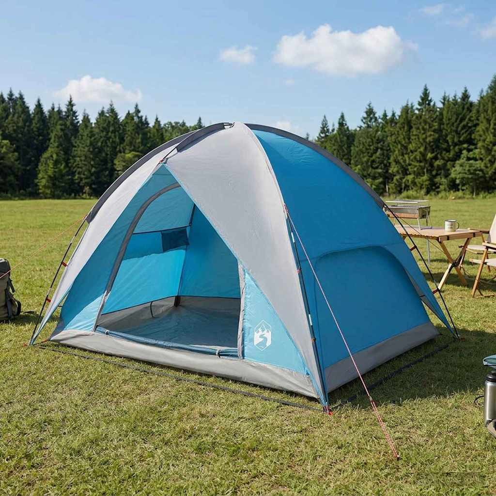 vidaXL Campingzelt mit Regenhaube wasserdicht Blau 245 x 245 x 149 cm