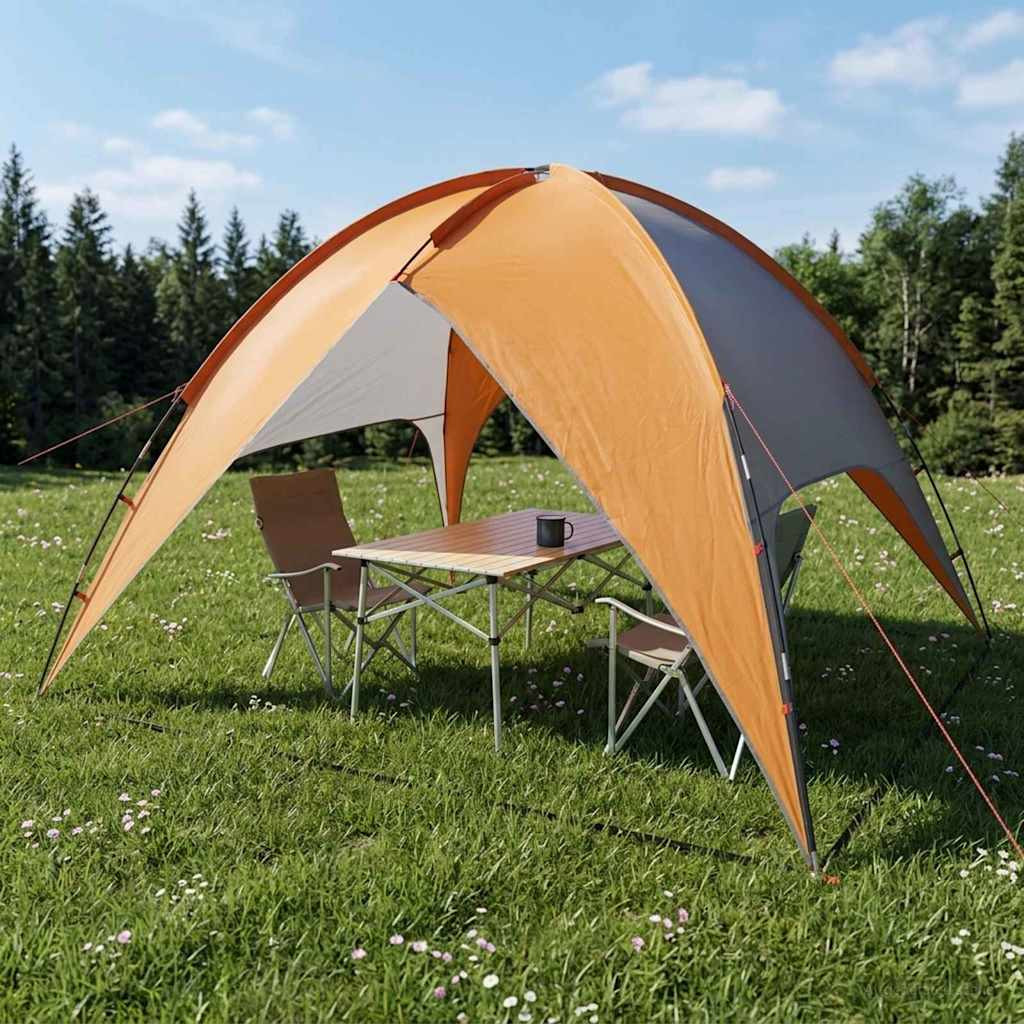 vidaXL Campingzelt mit Regenhaube wasserdicht Kuppel Grau und Orange