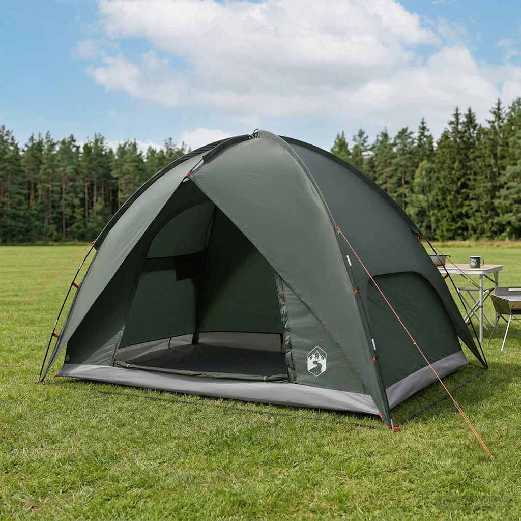 vidaXL Campingzelt mit Regenhaube wasserdicht Kuppel Olivegrün