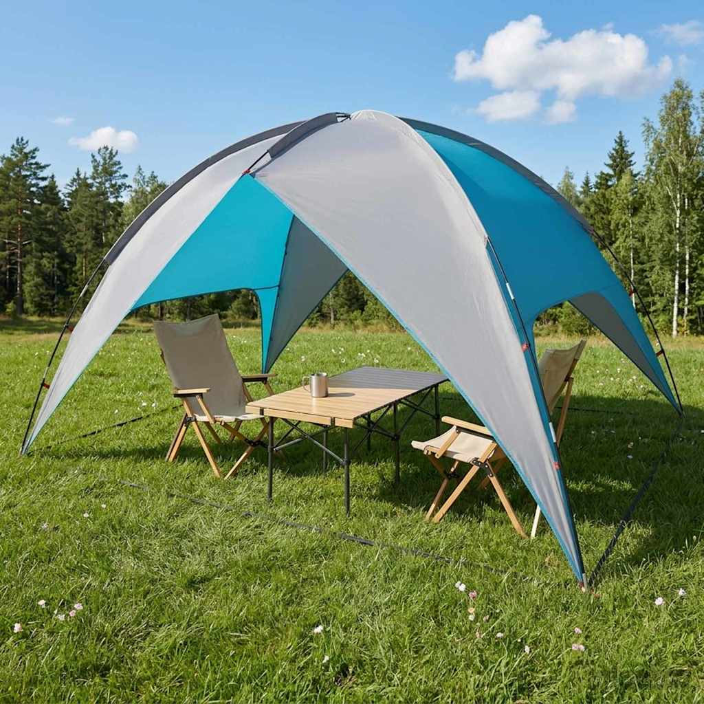 vidaXL Campingzelt mit Regenhaube wasserdicht Blau 310 x 245 x 160 cm