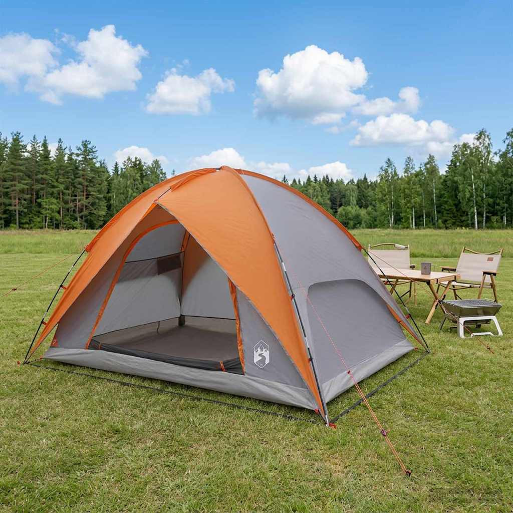 vidaXL Campingzelt mit Regenhaube wasserdicht Kuppel Grau und Orange