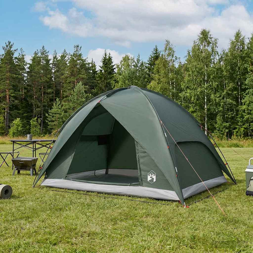 vidaXL Campingzelt mit Regenhaube wasserdicht Kuppel Olivegrün