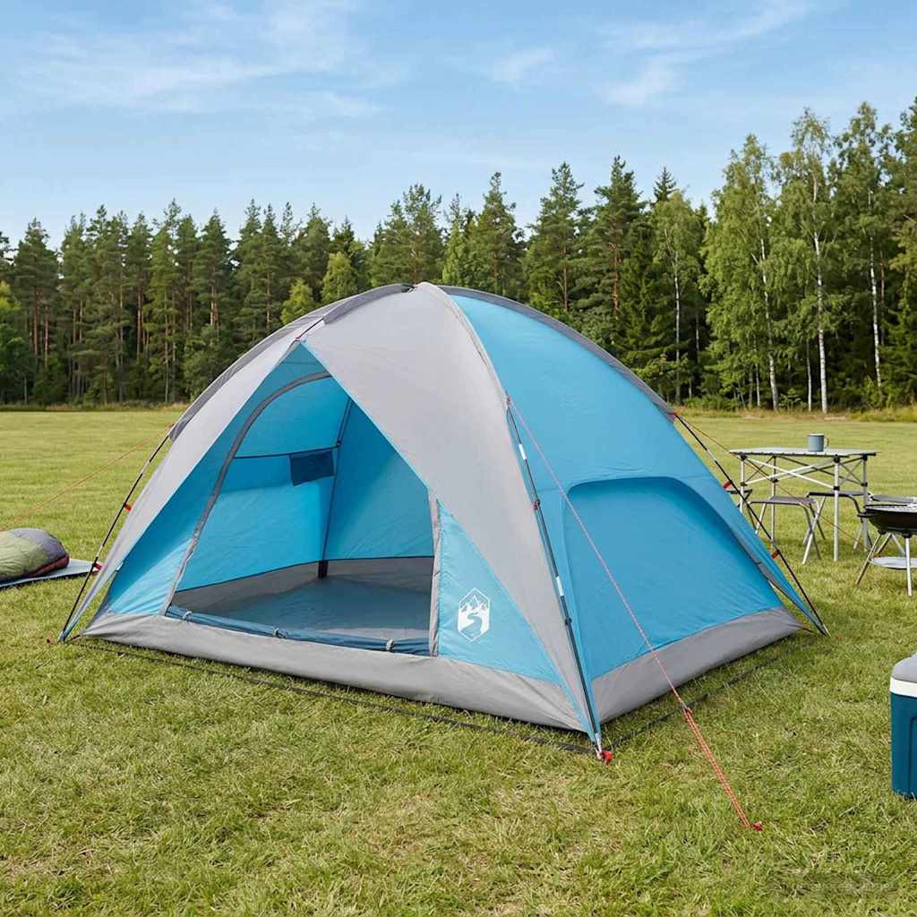 vidaXL Campingzelt mit Regenhaube wasserdicht Blau 360 x 245 x 185 cm