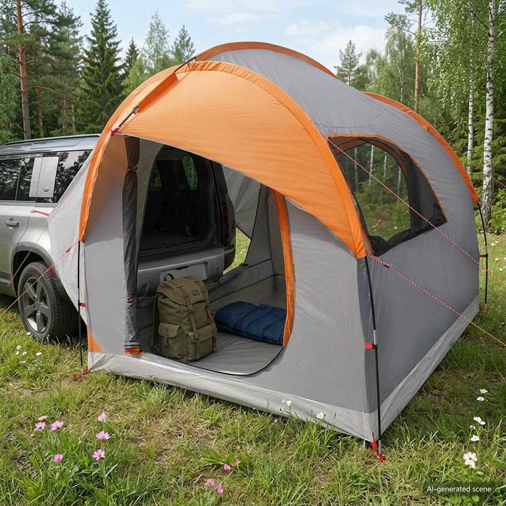 vidaXL Autozelt Grau und Orange 239 x 210 x 210 cm Polyester und Stahl