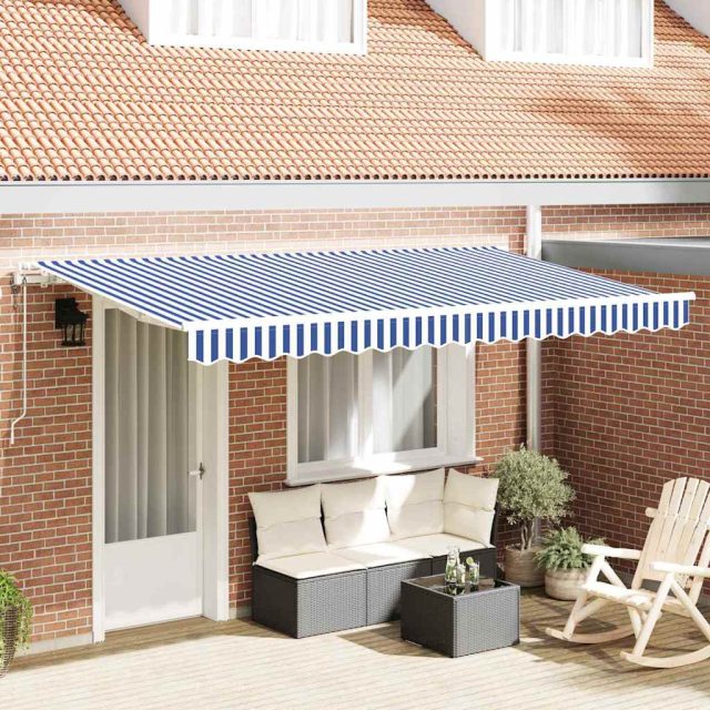 vidaXL Einziehbare Markise Blau 350 x 200 cm Stoff