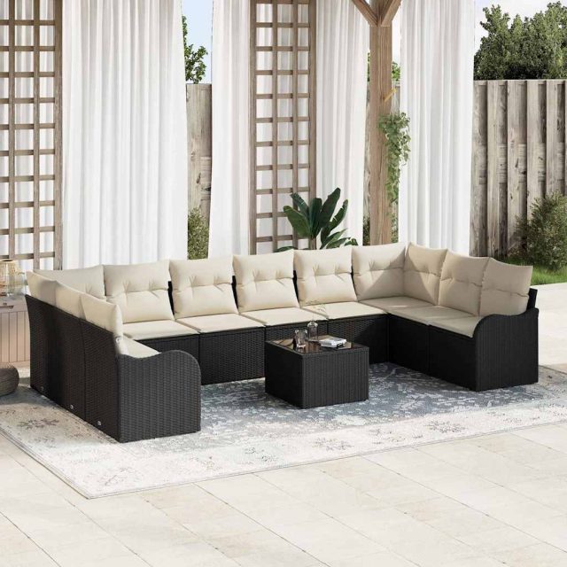 vidaXL Gartensofa-set Schwarz 55 x 55 x 37 cm Poly-Rattan