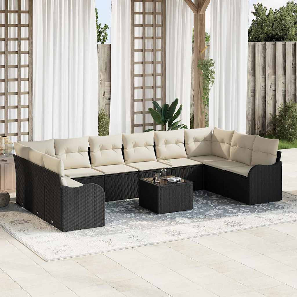 vidaXL Gartensofa-set Schwarz 55 x 55 x 37 cm Poly-Rattan