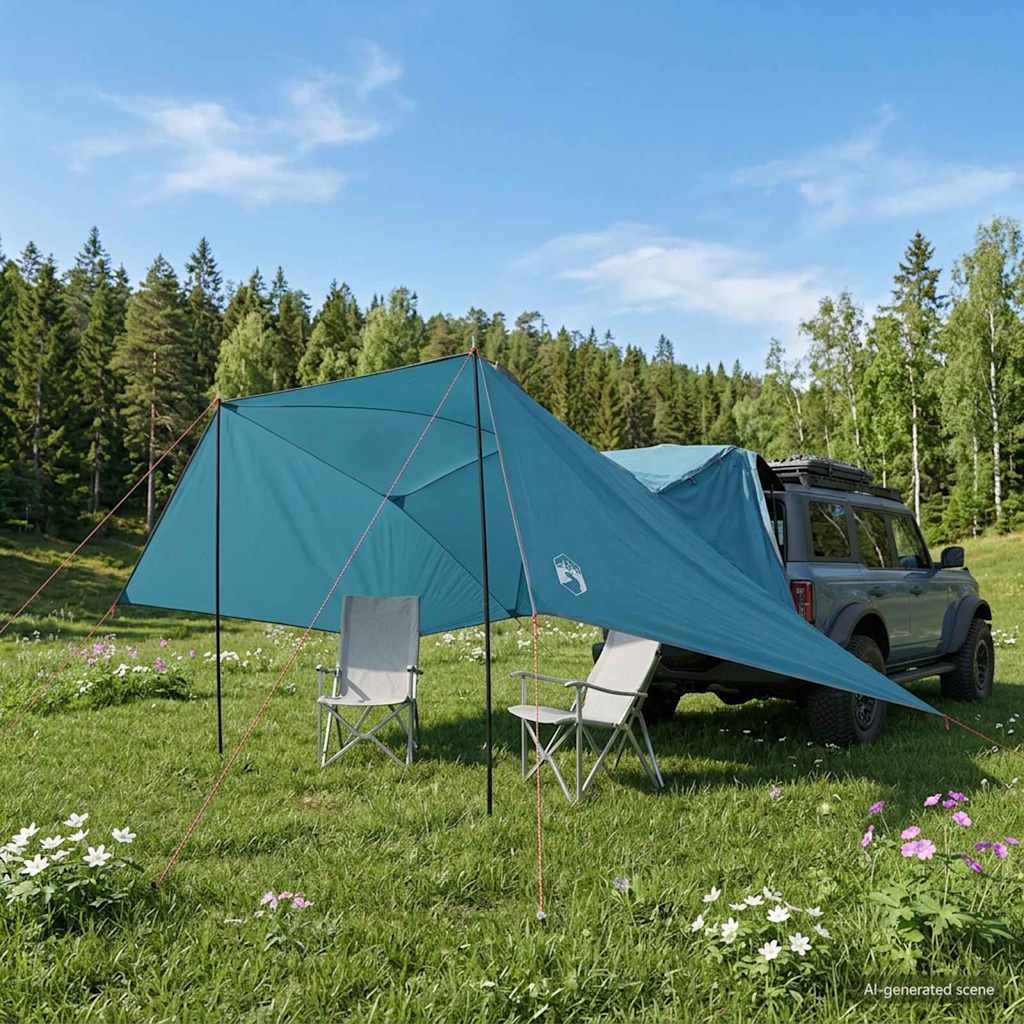 vidaXL Autozelt mit Dach Blau 308 x 215 x 220 cm Polyester und Stahl