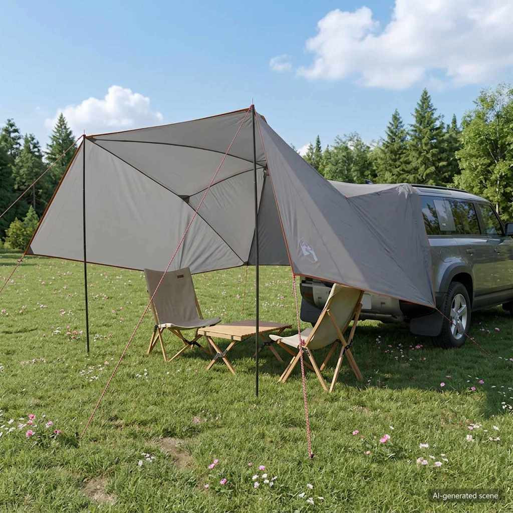 vidaXL Autozelt Grau und Orange 308 x 215 x 220 cm Polyester und Stahl