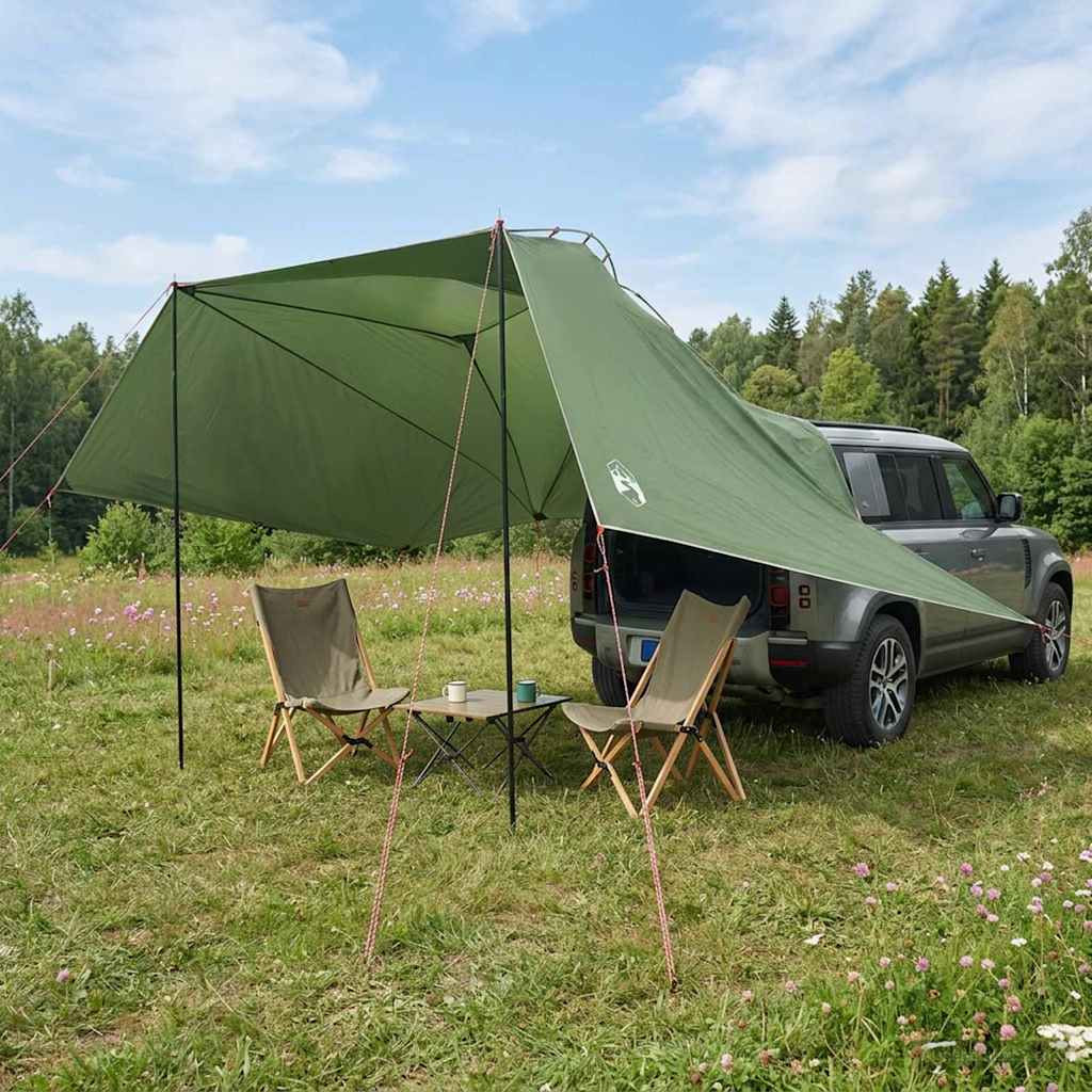 vidaXL Autozelt mit Dach Grün 350 x 250 cm Polyester und Stahl