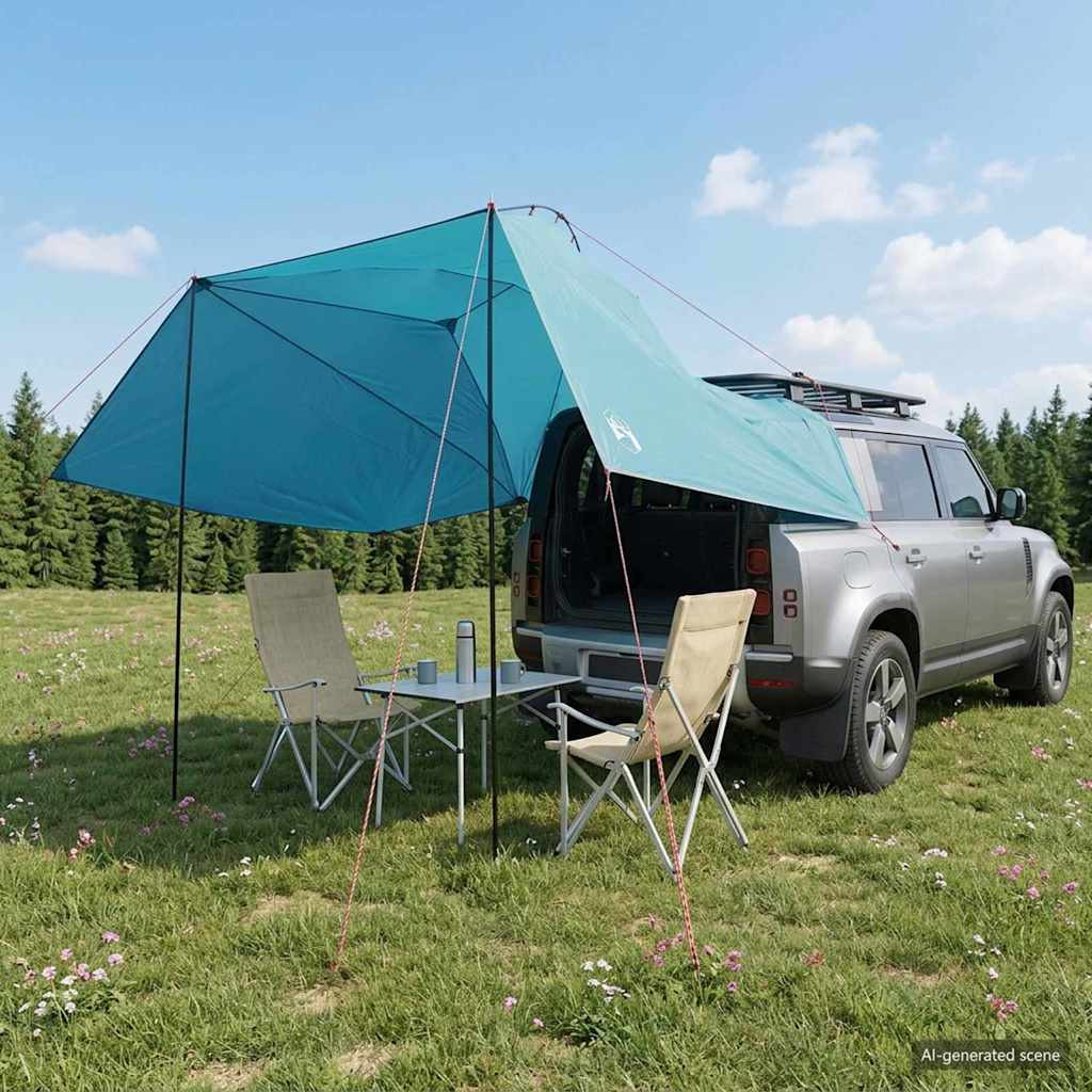 vidaXL Autozelt mit Dach Blau 350 x 250 cm Polyester und Stahl