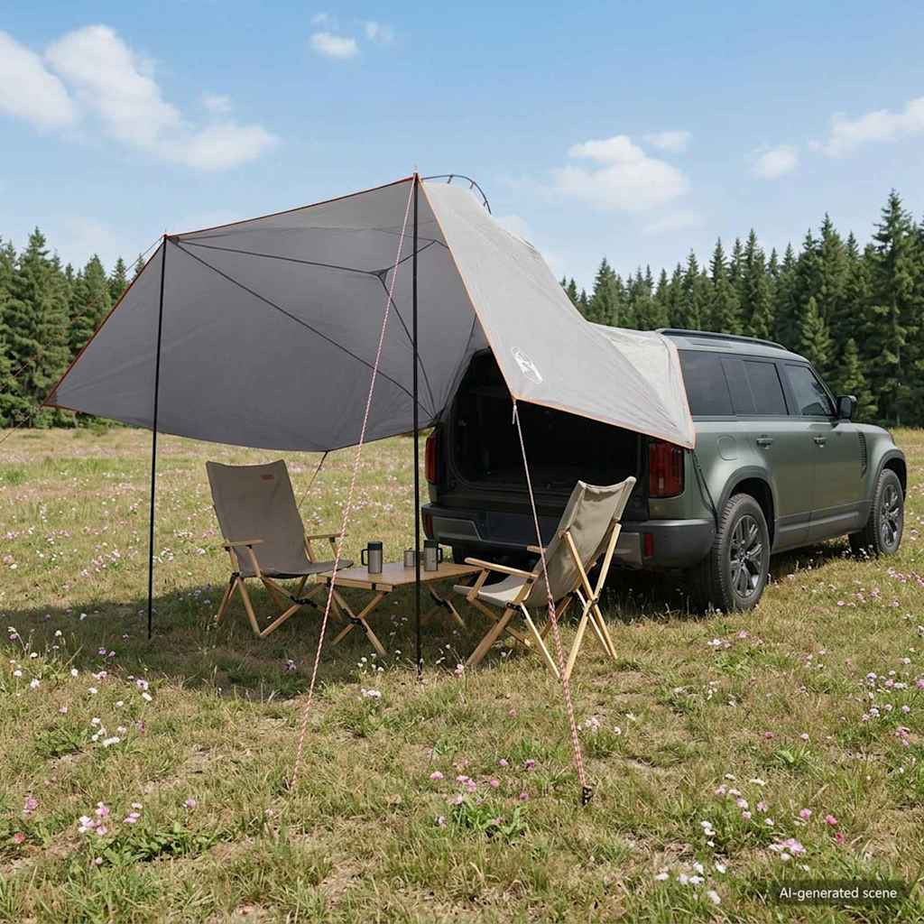 vidaXL Autozelt Grau und Orange 350 x 250 cm Polyester und Stahl