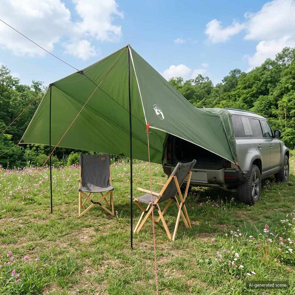 vidaXL Fahrzeugmarkise Grün 518 x 580 x 215 cm Polyester und Stahl