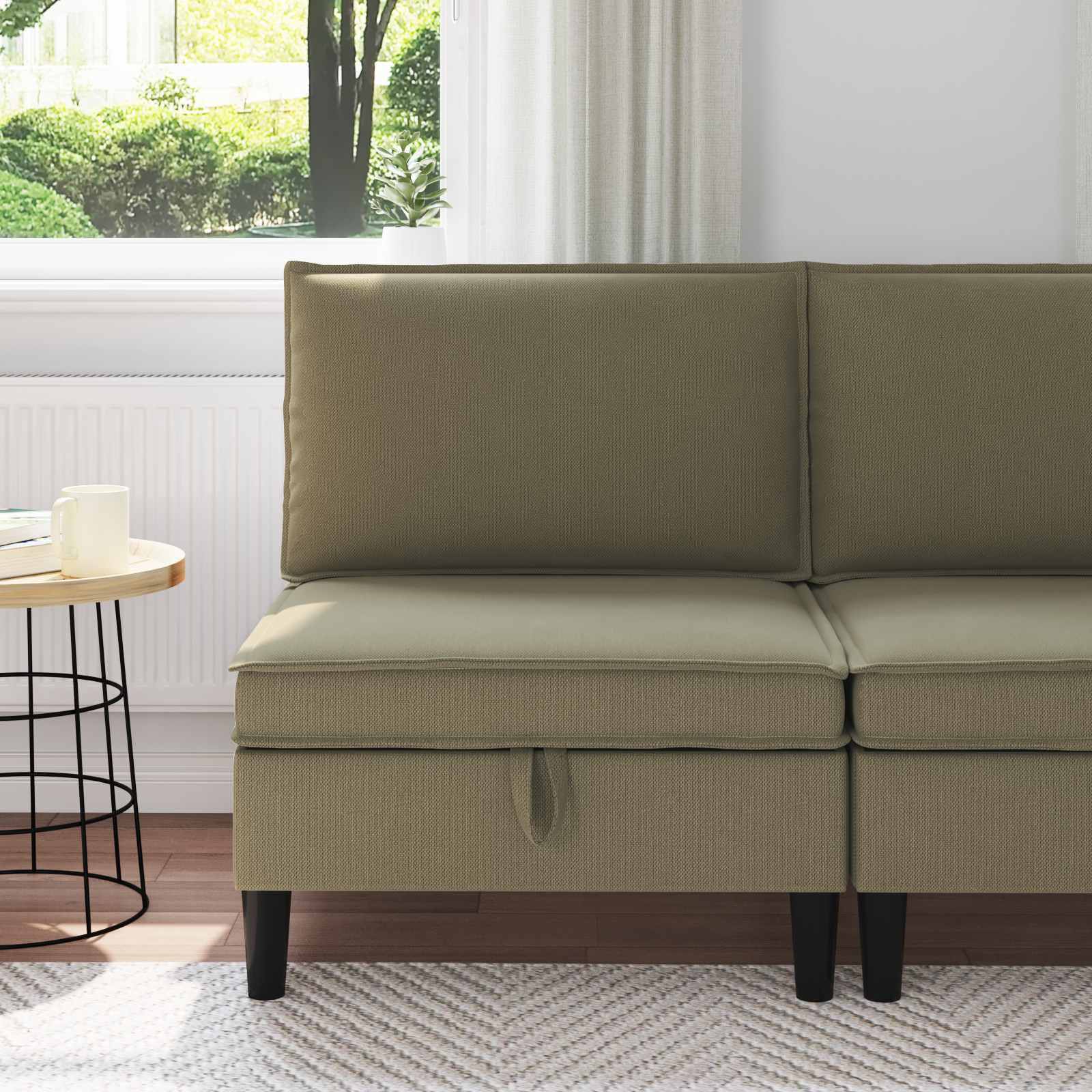 vidaXL Mittelsofa mit Stauraum Khaki Samt