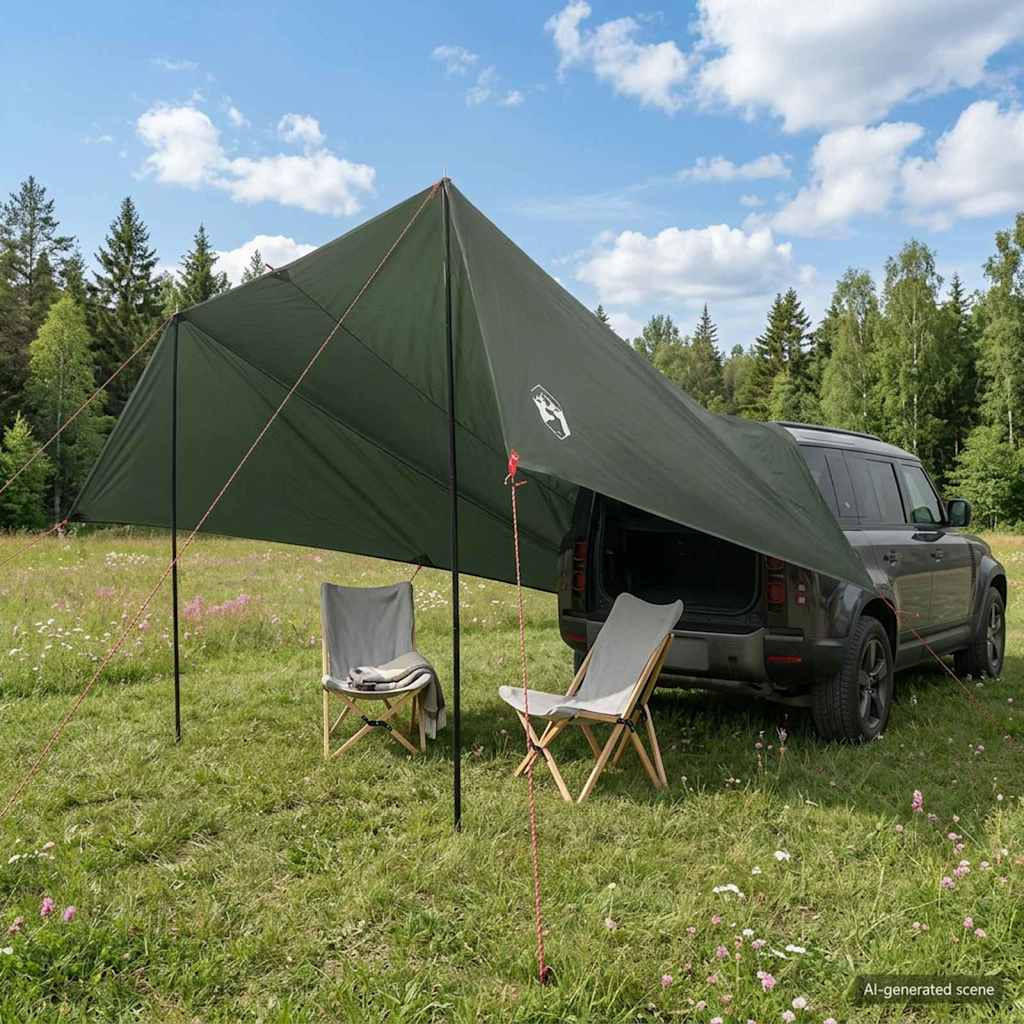 vidaXL Fahrzeugmarkise mit Dach Armeegrün 518 x 580 x 215 cm