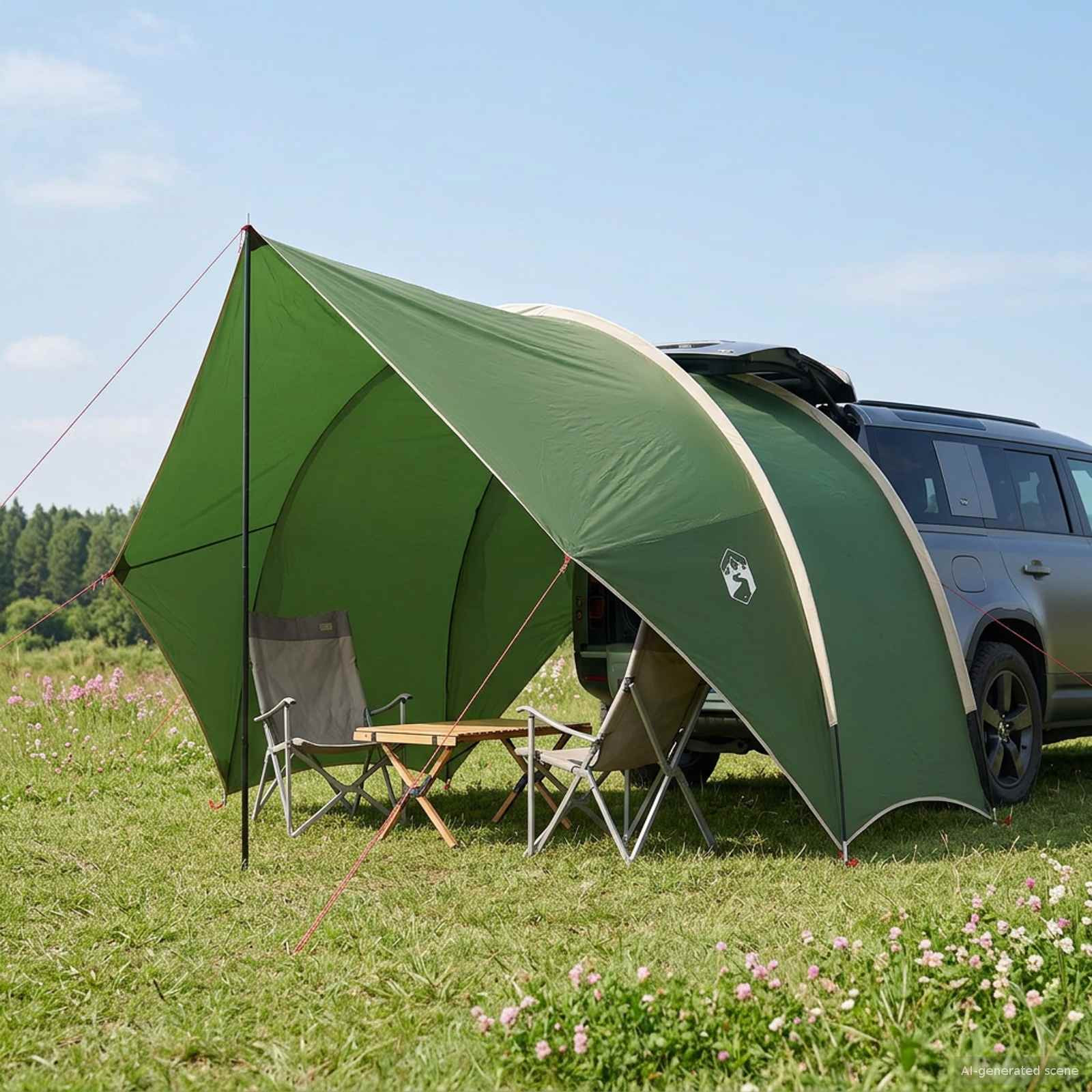 vidaXL Heck-Awnings wasserfest Grün 405 x 280 x 220 cm