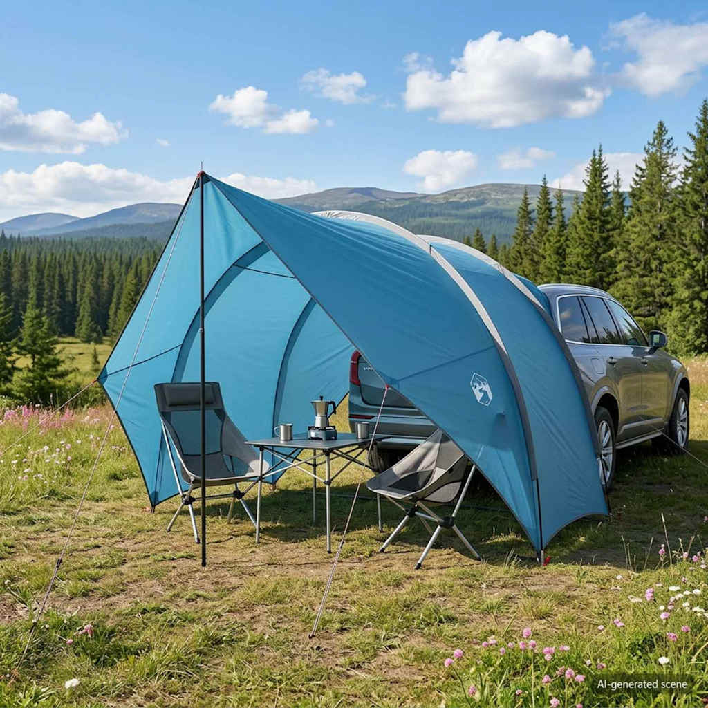 vidaXL Heck-Awnings wasserfest Blau 405 x 280 x 220 cm