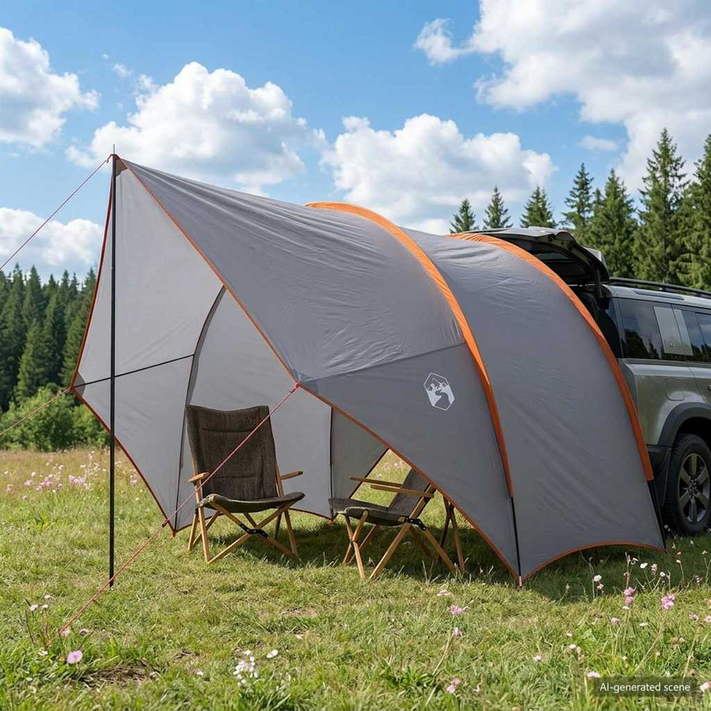 vidaXL Heck-Awnings wasserfest Grau und Orange 405 x 280 x 220 cm