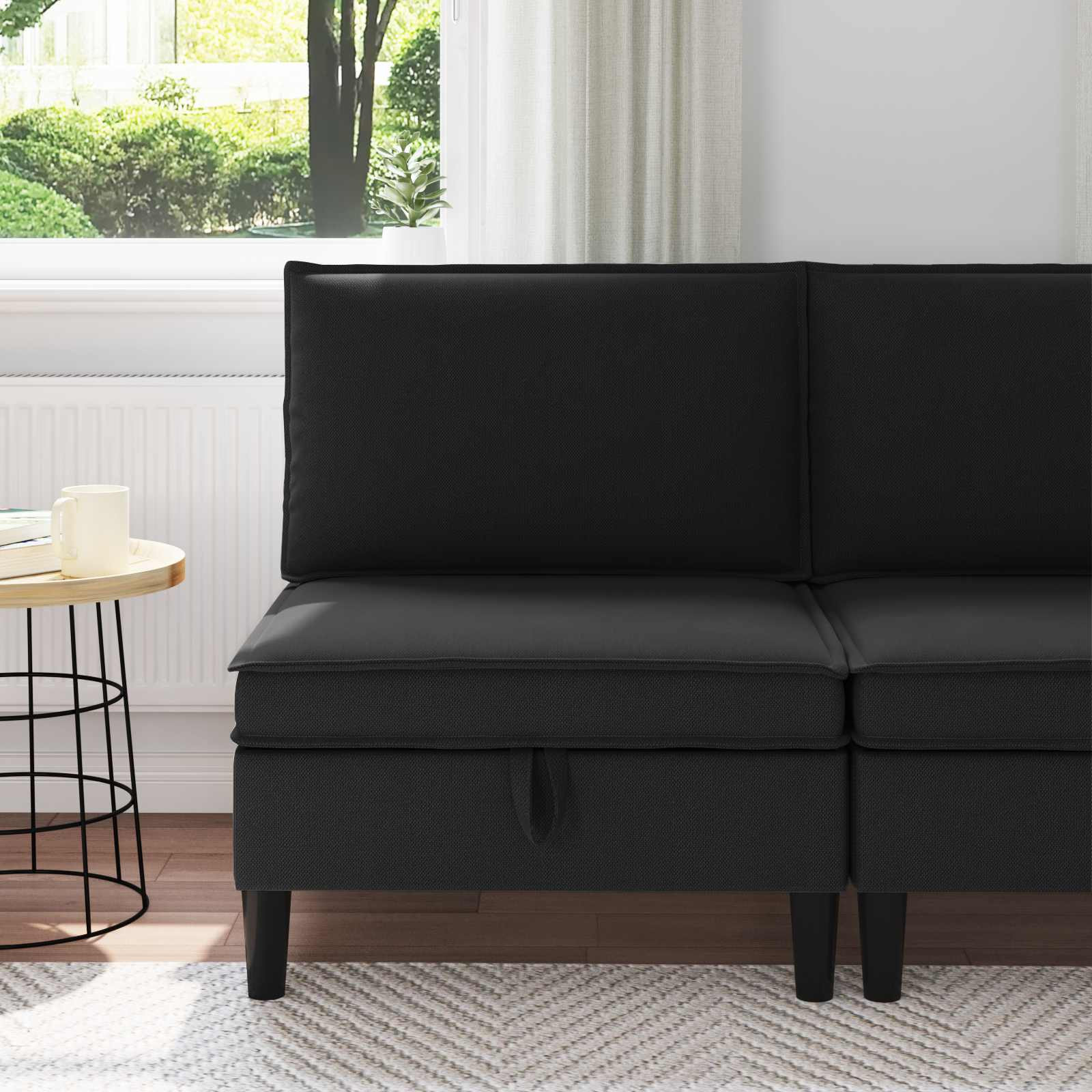 vidaXL Mittelsofa mit Stauraum Schwarz Samt