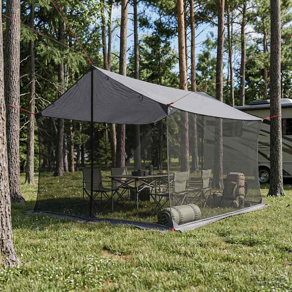 vidaXL Camping-Tarp mit Netzwänden Grau und Orange 340 x 260 x 220 cm