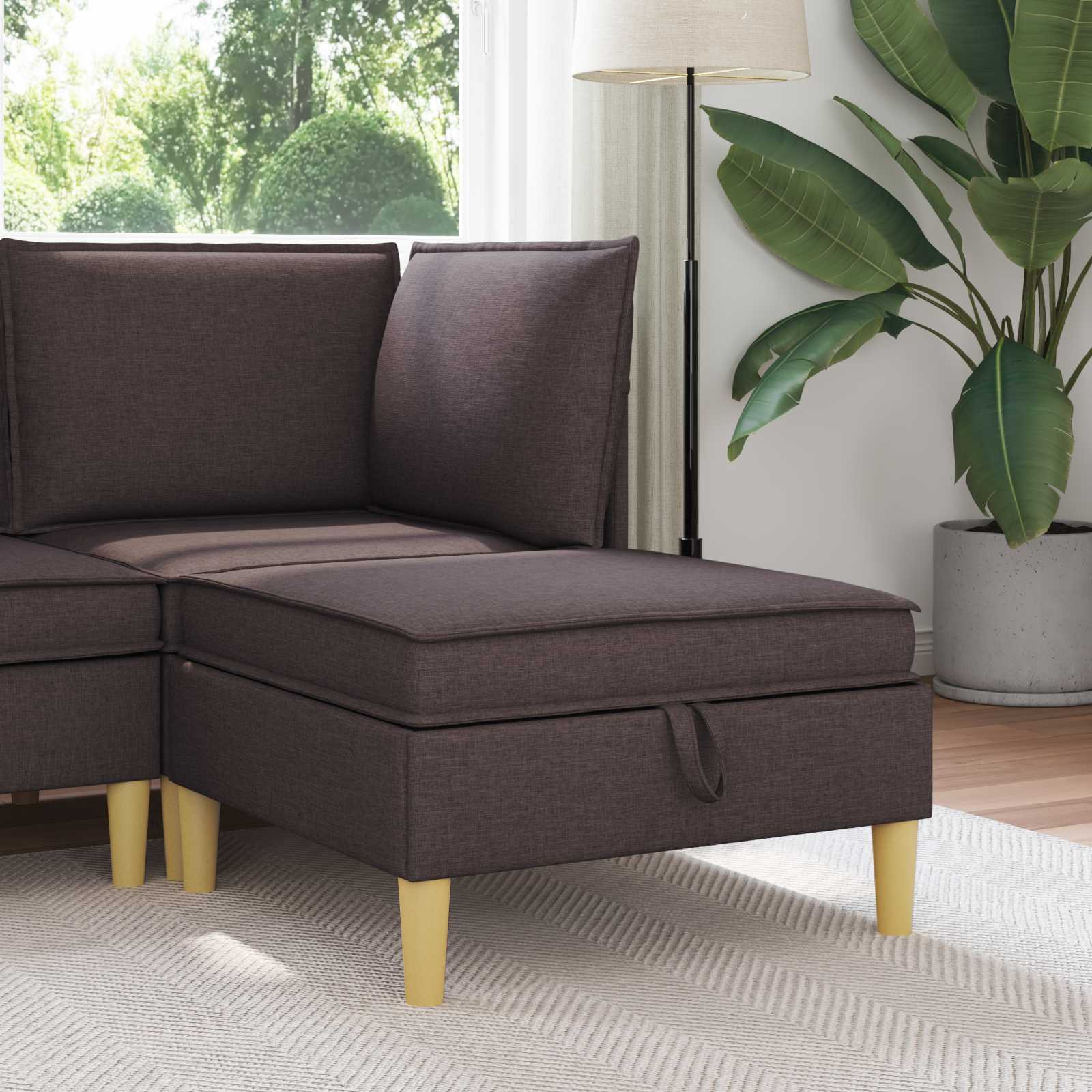 vidaXL Sofa-Hocker mit Stauraum Dunkelbraun Stoff