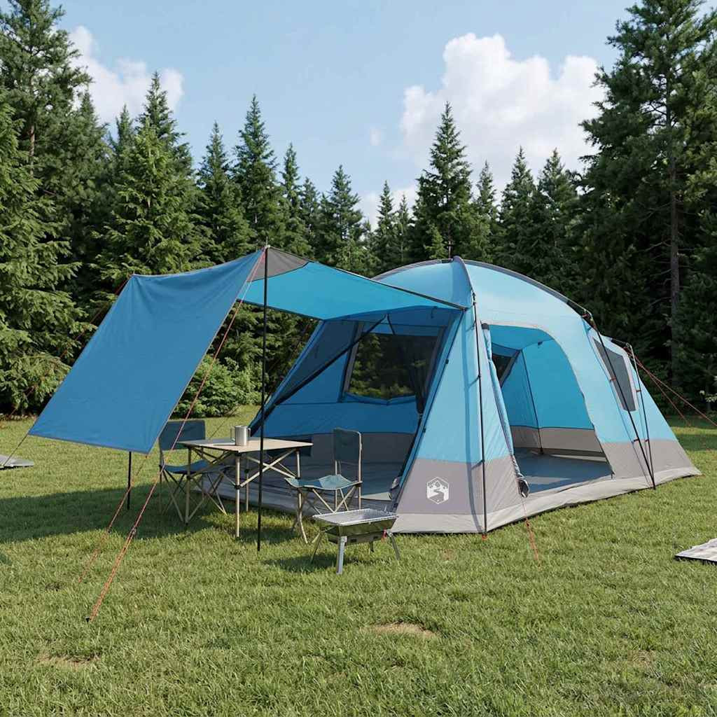 vidaXL Hütten-Zelt mit Dach Blau 12-Personen Polyester und Stahl