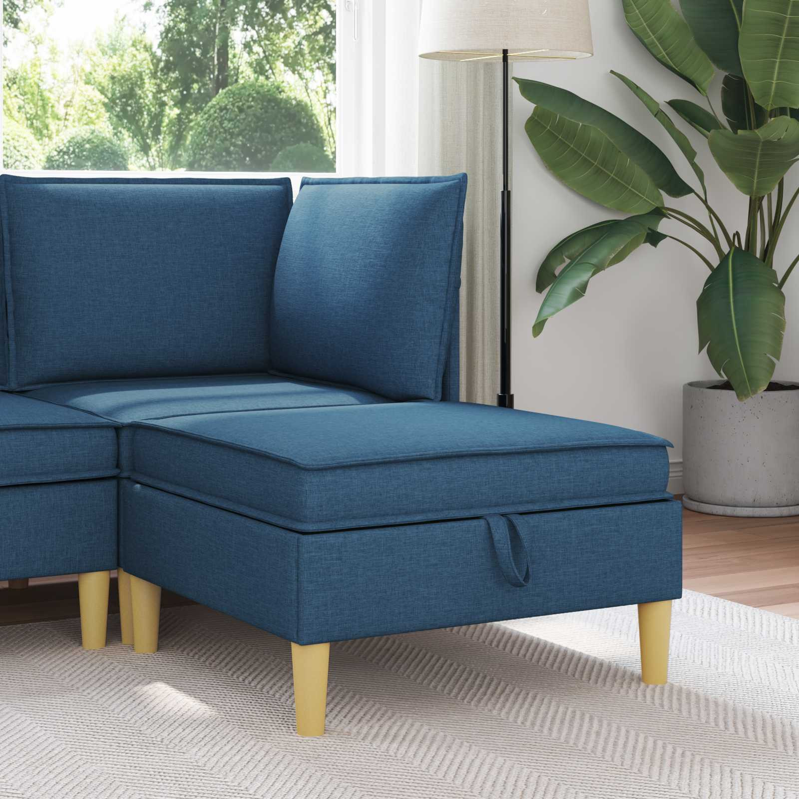 vidaXL Sofa-Hocker mit Stauraum Blau Stoff
