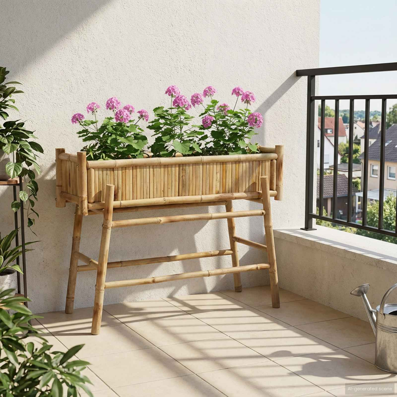 vidaXL Gartenpflanzer mit Halter Natur 100 x 38 x 74 cm Bambus
