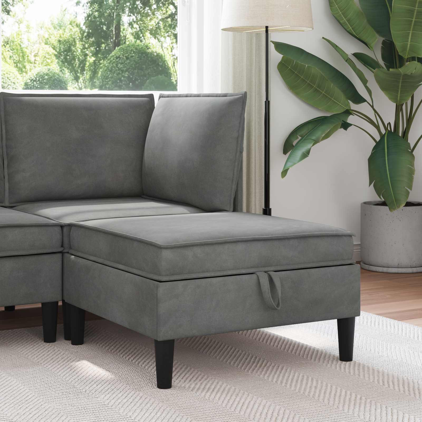 vidaXL Sofa-Hocker mit Stauraum Dunkelgrau Samt