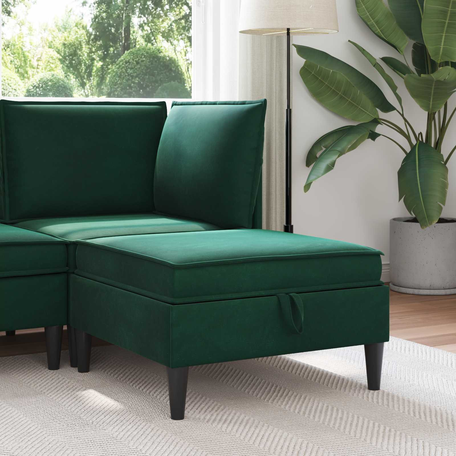 vidaXL Sofa-Hocker mit Stauraum Dunkelgrün Samt