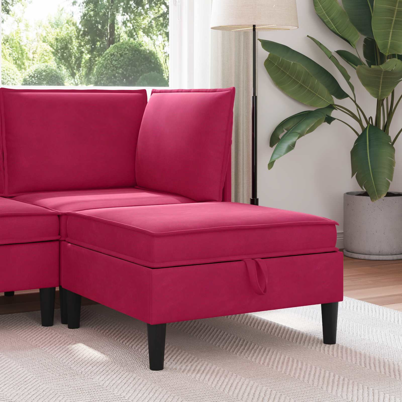 vidaXL Sofa-Hocker mit Stauraum Weinrot Samt