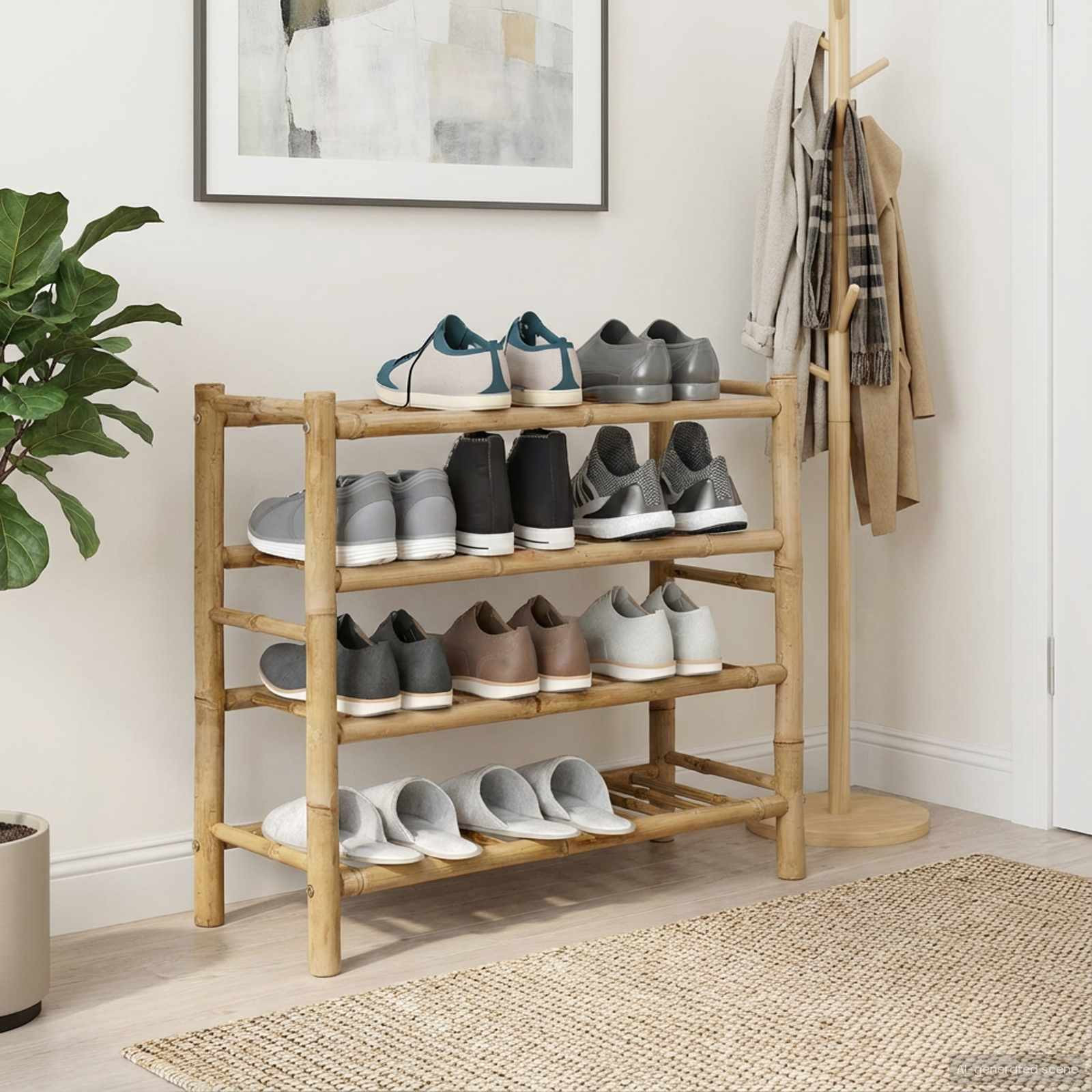 vidaXL Schuhregal mit Regal mit Speicher Natur 68 x 28 x 63 cm Bambus