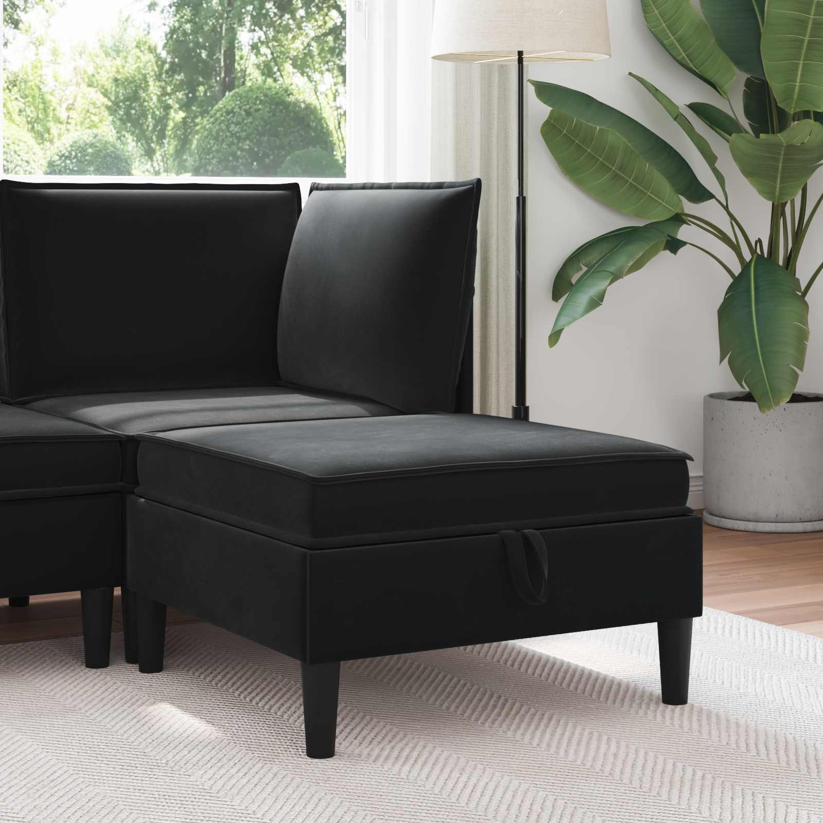 vidaXL Sofa-Hocker mit Stauraum Schwarz Samt
