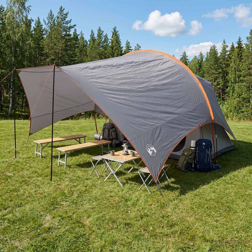 vidaXL Camping Tarp Wasserfest Grau und Orange 550 x 400 x 230 cm