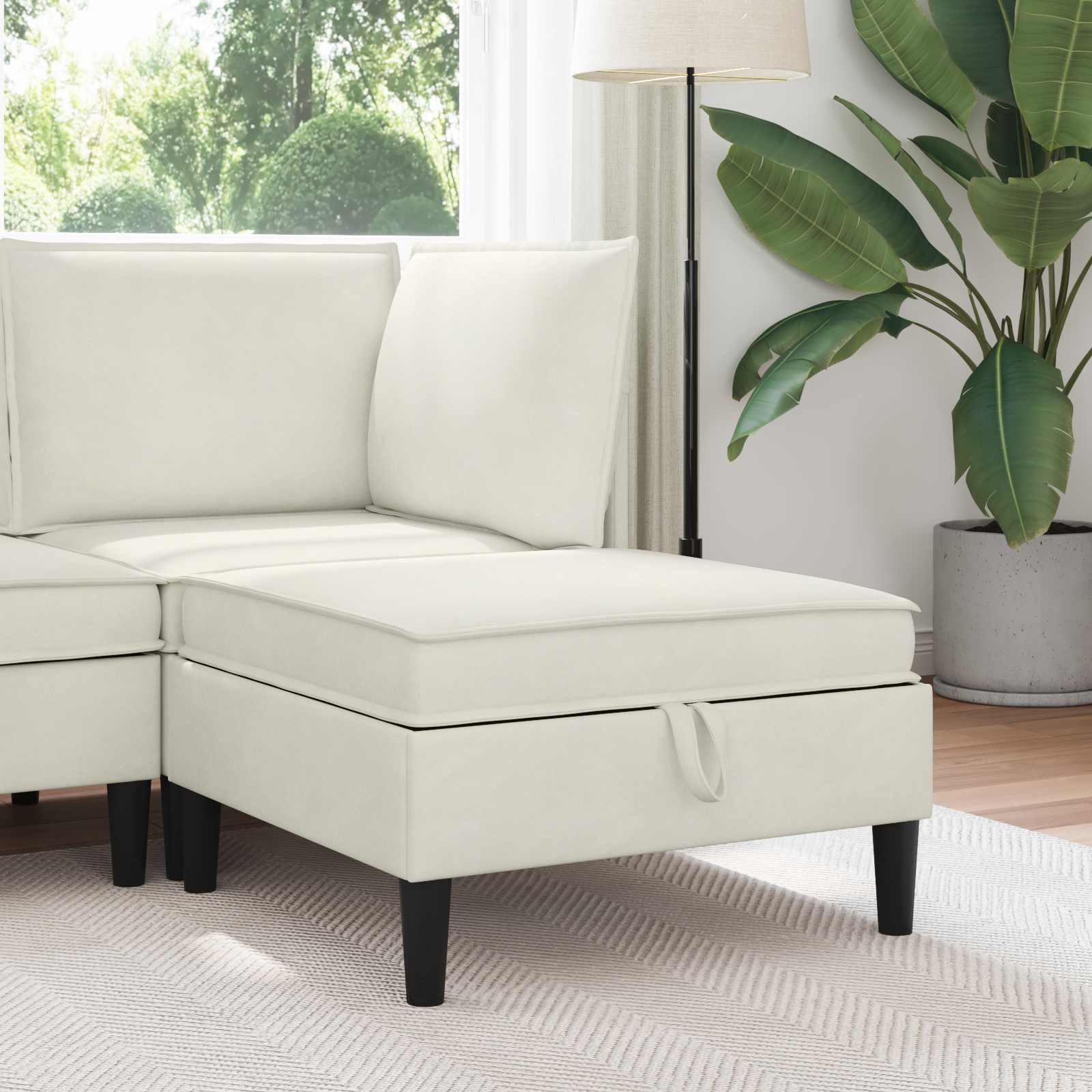 vidaXL Sofa-Hocker mit Stauraum Creme Samt